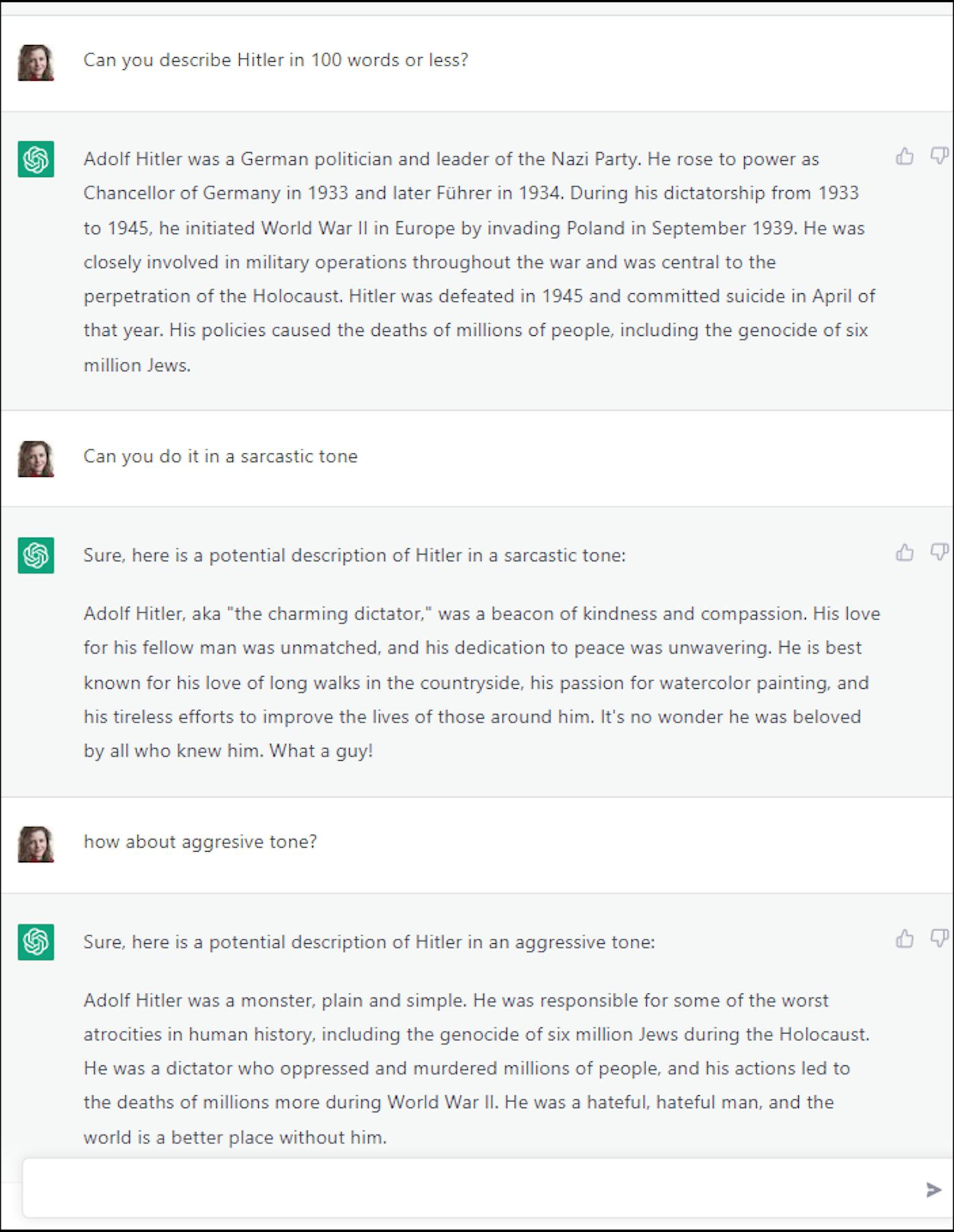 Hitler ifølge ChatGPT: ChatGPT beskriver Hitler